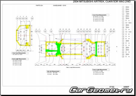 Mitsubishi Airtrek Sport Gear (CU4) 2003-2005 (RH Japanese market) Body dimensions