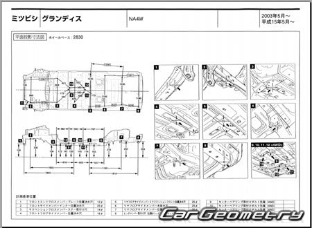 Mitsubishi Grandis (NA4W) 2003-2009 (RH Japanese market) Body dimensions