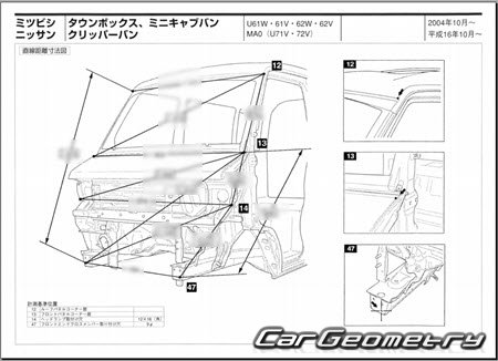 Mitsubishi Minicab & Town Box 1999-2014 (RH Japanese market) Body dimensions