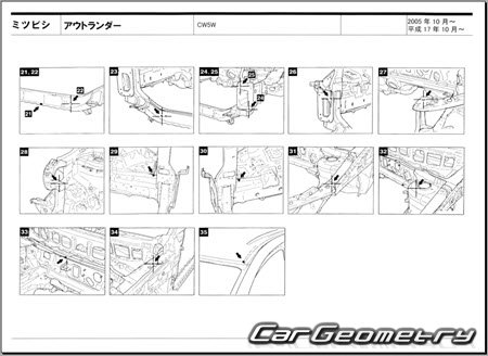 Mitsubishi Outlander (CW5W) 2005-2012 (RH Japanese market) Body dimensions