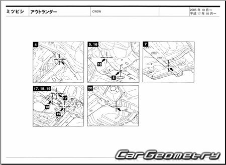 Mitsubishi Outlander (CW5W) 2005-2012 (RH Japanese market) Body dimensions