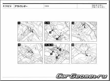 Mitsubishi Outlander (CW5W) 2005-2012 (RH Japanese market) Body dimensions