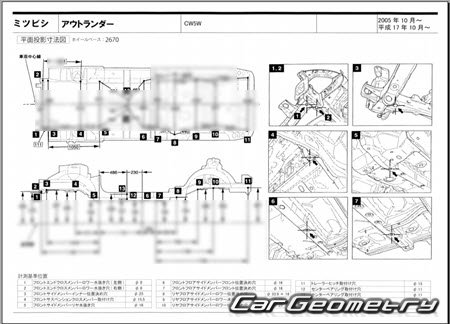 Mitsubishi Outlander (CW5W) 2005-2012 (RH Japanese market) Body dimensions