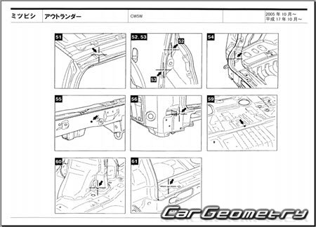 Mitsubishi Outlander (CW5W) 2005-2012 (RH Japanese market) Body dimensions