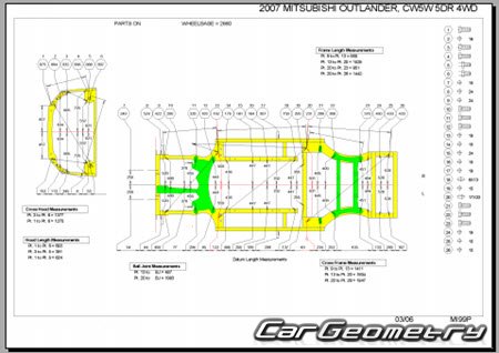 Mitsubishi Outlander (CW5W) 2005-2012 (RH Japanese market) Body dimensions