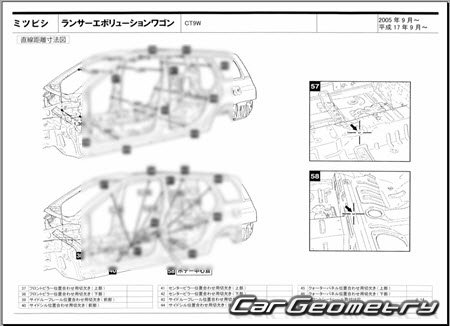 Mitsubishi Lancer Evolution Wagon (CT9W) 2005-2006 (RH Japanese market) Body dimensions