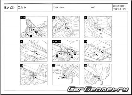 Mitsubishi Colt (Z20) 2002-2012 (RH Japanese market) Body dimensions