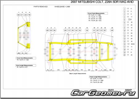 Mitsubishi Colt (Z20) 2002-2012 (RH Japanese market) Body dimensions