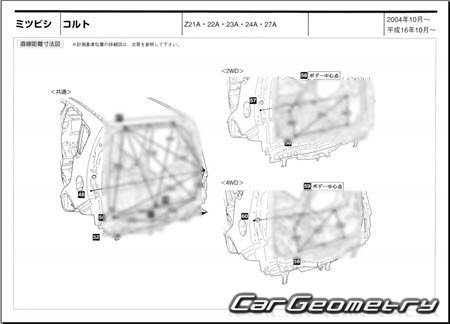 Mitsubishi Colt (Z20) 2002-2012 (RH Japanese market) Body dimensions