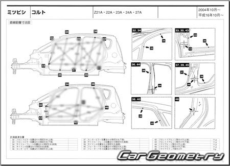 Mitsubishi Colt (Z20) 2002-2012 (RH Japanese market) Body dimensions