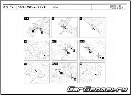 Mitsubishi Lancer Evolution X (CZ4A) 2007-2016 (RH Japanese market) Body dimensions