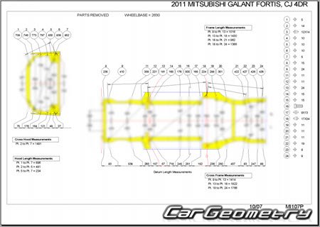 Mitsubishi Galant Fortis (CY4A) 2007-2015 (RH Japanese market) Body dimensions