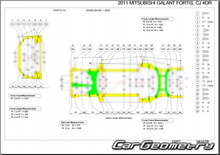 Mitsubishi Galant Fortis (CY4A) 2007-2015 (RH Japanese market) Body dimensions