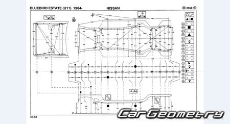 Nissan Bluebird (U11) & Bluebird Maxima (PU11) 19831990 (RH Japanese market) Body dimensions