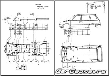 Nissan Prairie (M10) 1982-1988 (RH Japanese market) Body dimensions