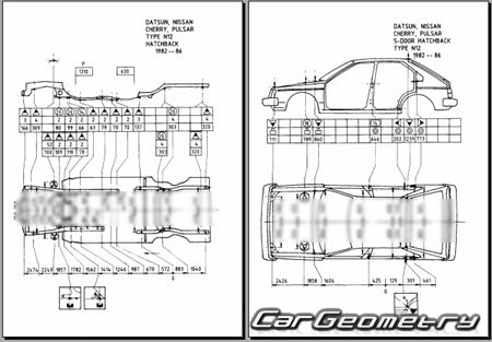 Nissan Pulsar & Langley & Liberta Villa (N12) 19821986 (RH Japanese market) Body dimensions