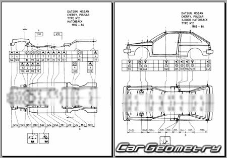 Nissan Pulsar & Langley & Liberta Villa (N12) 19821986 (RH Japanese market) Body dimensions