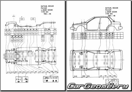 Nissan Pulsar & Langley & Liberta Villa (N12) 19821986 (RH Japanese market) Body dimensions