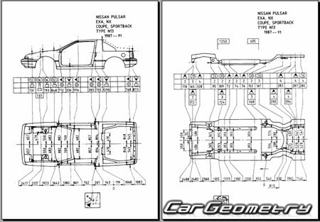 Nissan Pulsar & Langley & Liberta Villa (N13) 19861990 (RH Japanese market) Body dimensions