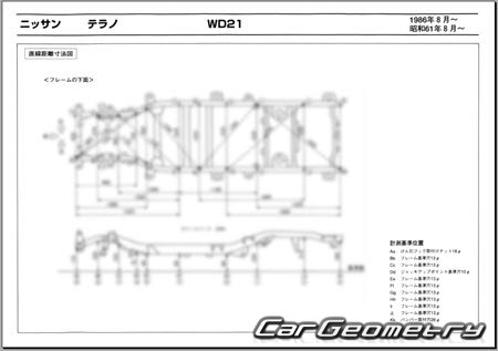 Nissan Terrano (WD21) 1986-1995 (RH Japanese market) Body dimensions