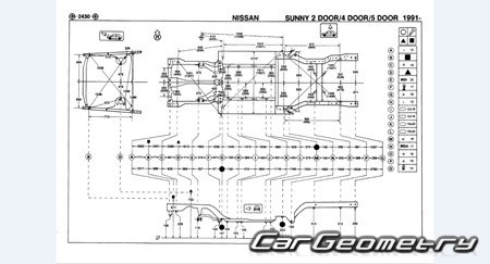 Nissan Sunny & NX-Coupe (B13) 1990-1993 (RH Japanese market) Body dimensions