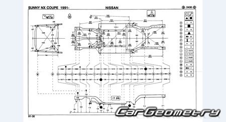 Nissan Sunny & NX-Coupe (B13) 1990-1993 (RH Japanese market) Body dimensions