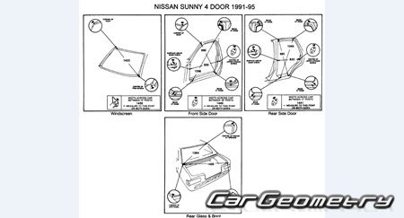 Nissan Sunny & NX-Coupe (B13) 1990-1993 (RH Japanese market) Body dimensions