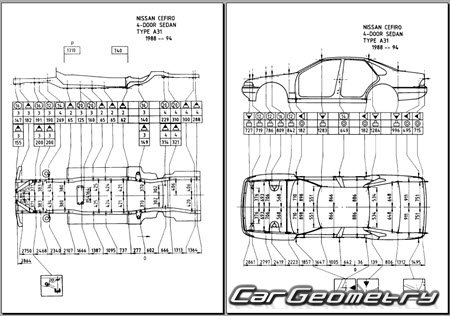 Nissan Cefiro (A31) 1988-1994 (RH Japanese market) Body dimensions