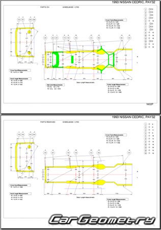 Nissan Cedric & Gloria (Y32) 1991-1995 (RH Japanese market) Body dimensions