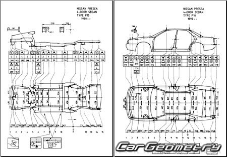 Nissan Presea (R10) 1990-1994 (RH Japanese market) Body dimensions