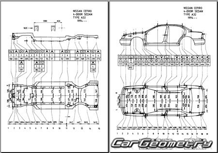 Nissan Cefiro (A32) 1994-2000 (RH Japanese market) Body dimensions