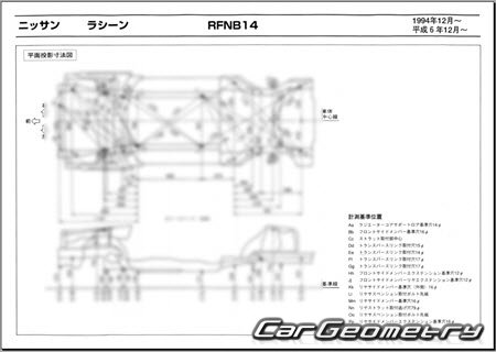 Nissan Rasheen (RFNB14) 1994-2000 (RH Japanese market) Body dimensions