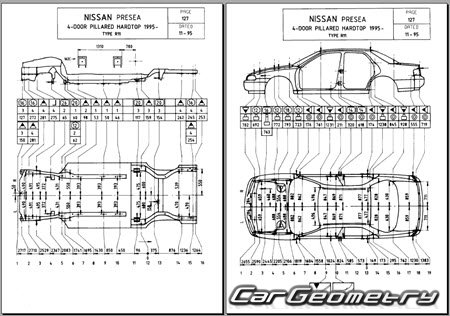 Nissan Presea (R11) 1995-2000 (RH Japanese market) Body dimensions