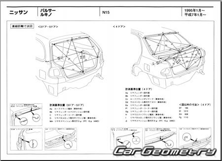 Nissan Pulsar & Lucino (N15) 19952000 (RH Japanese market) Body dimensions