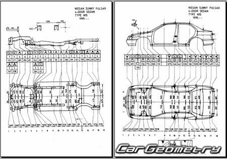 Nissan Pulsar & Lucino (N15) 19952000 (RH Japanese market) Body dimensions