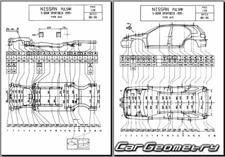 Nissan Pulsar & Lucino (N15) 19952000 (RH Japanese market) Body dimensions