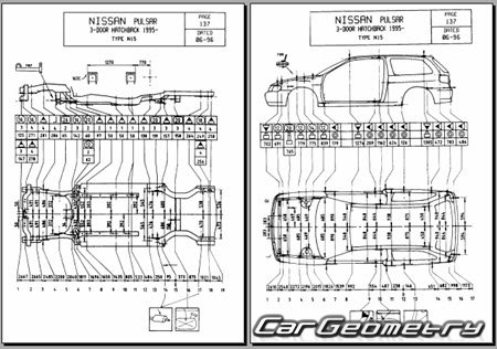 Nissan Pulsar & Lucino (N15) 19952000 (RH Japanese market) Body dimensions