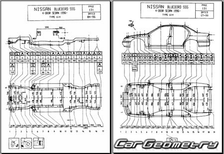 Nissan Bluebird (U14) 19962001 (RH Japanese market) Body dimensions