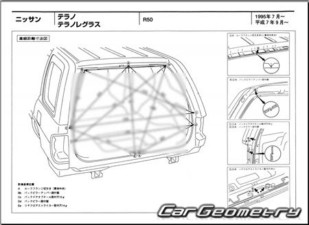 Nissan Terrano & Terrano Regulus (R50) 1996-2002 (RH Japanese market) Body dimensions