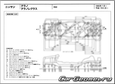 Nissan Terrano & Terrano Regulus (R50) 1996-2002 (RH Japanese market) Body dimensions