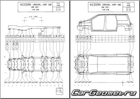 Nissan Caravan Elgrand & Homy Elgrand (E50) 1997-1999 (RH Japanese market) Body dimensions