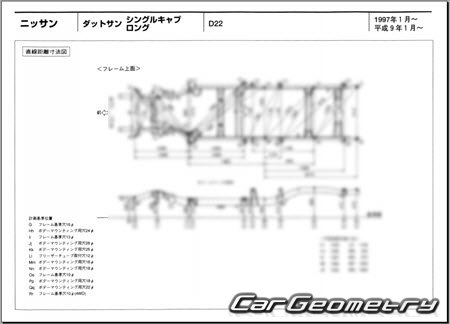 Nissan Datsun (D22) 1997-2002 (RH Japanese market) Body dimensions