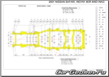 Nissan Safari (Y61) 1997-2007 (RH Japanese market) Body dimensions