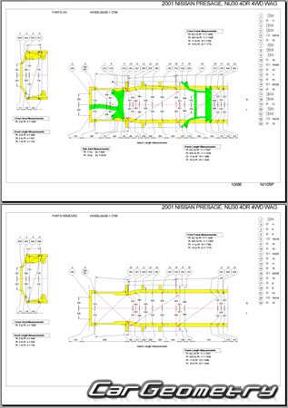 Nissan Bassara & Presage (U30) 1997-2003 (RH Japanese market) Body dimensions