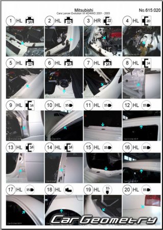 Mitsubishi Lancer Evolution VII (CT9A) 2001-2002 (RH Japanese market) Body dimensions