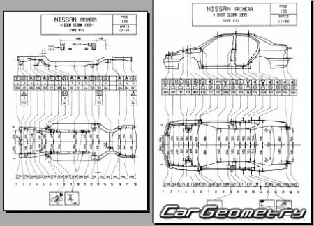 Nissan Primera & Primera Camino (P11) 19952000 (RH Japanese market) Body dimensions