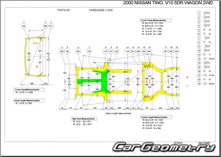 Nissan Tino (V10) 1998-2003 (RH Japanese market) Body dimensions