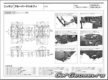 Nissan Bluebird Sylphy (G10) 20002005 (RH Japanese market) Body dimensions