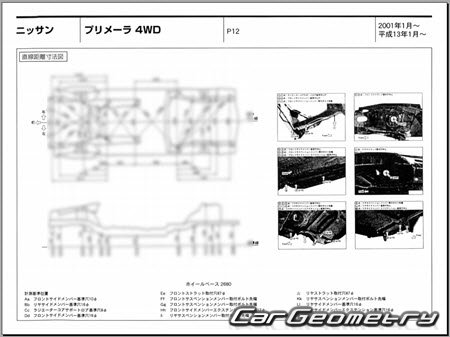 Nissan Primera (P12) 2001-2005 (RH Japanese market) Body dimensions