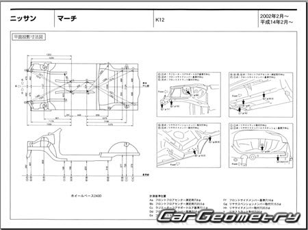 Nissan March (K12) 2002-2010 (RH Japanese market) Body dimensions